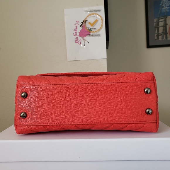 Chanel coco handle mini red chevron bag - Picture 11 of 15